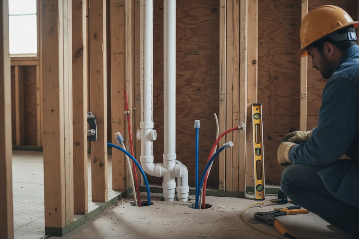 Drain and supply rough-in during Leak Detection in Hidden Valley