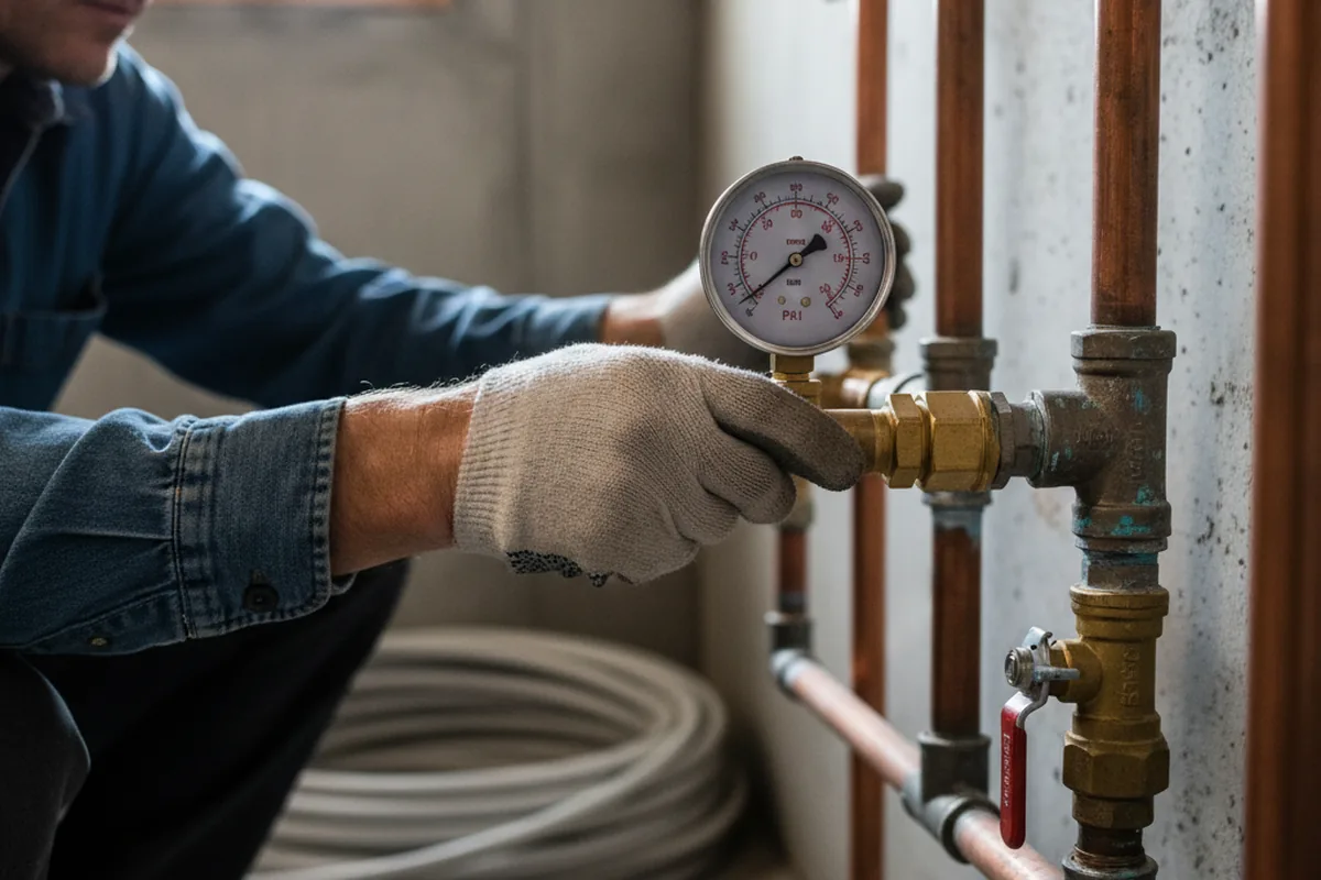 Pressure testing a repaired line during Water Line Repair in Hidden Valley